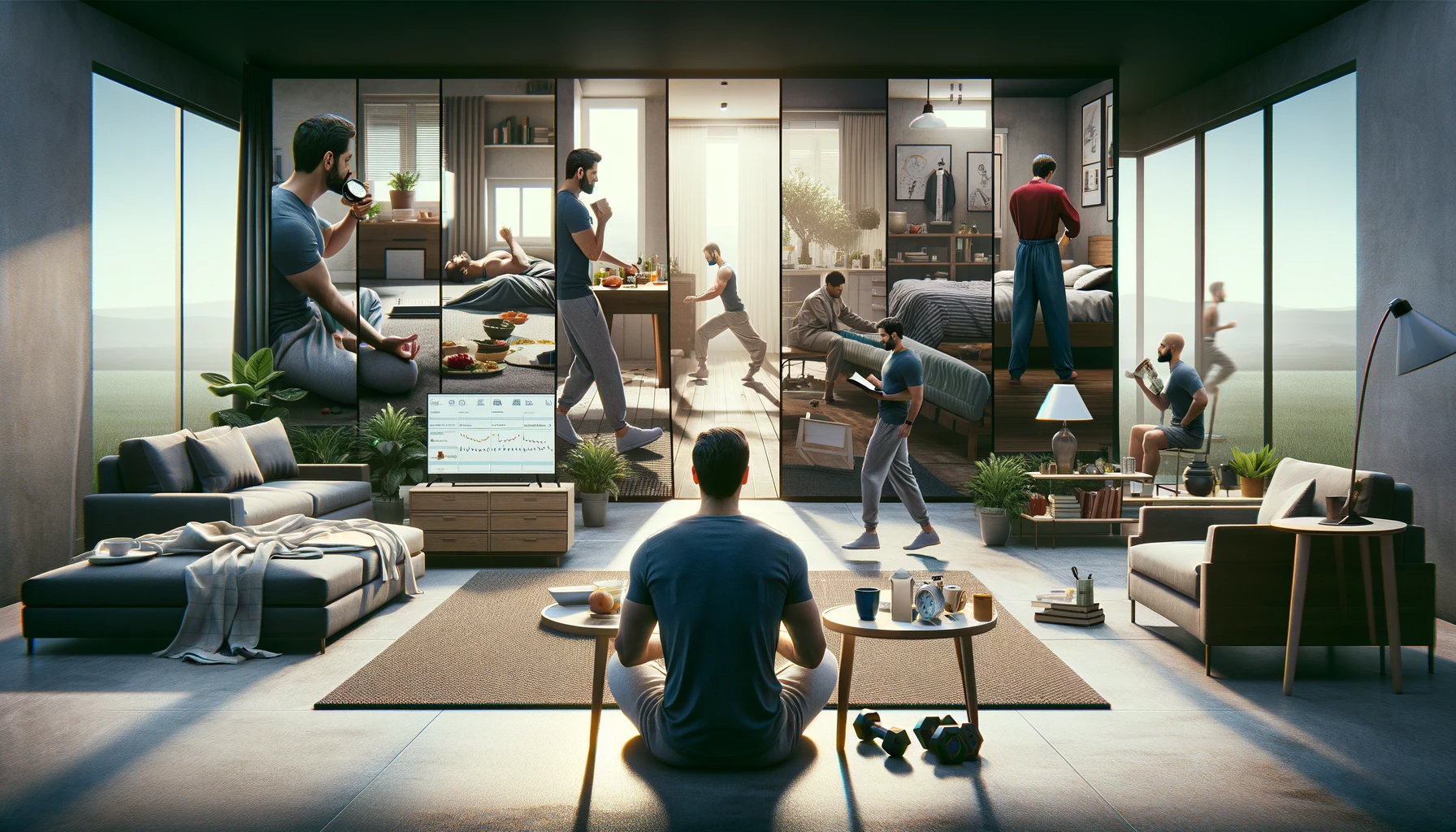 A cinematic image capturing the essence of the Best Morning Routine For Men